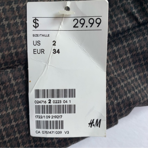 H&M Plaid Slacks Ladies Size 2 NWT Ankle Length - Picture 5 of 10
